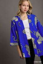Load image into Gallery viewer, Cheetah Open Front Kimono (Cobalt Blue)
