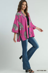 Cheetah Open Front Kimono (Pink)