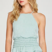Smocked Waist Crinkled Top