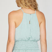 Smocked Waist Crinkled Top