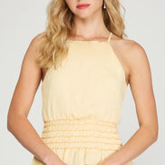 Smocked Waist Crinkled Top