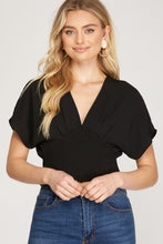 Load image into Gallery viewer, Plunged Neckline Top with Smocked Waist
