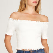 Off Shoulder Smocked Top