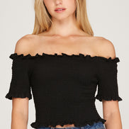 Off Shoulder Smocked Top