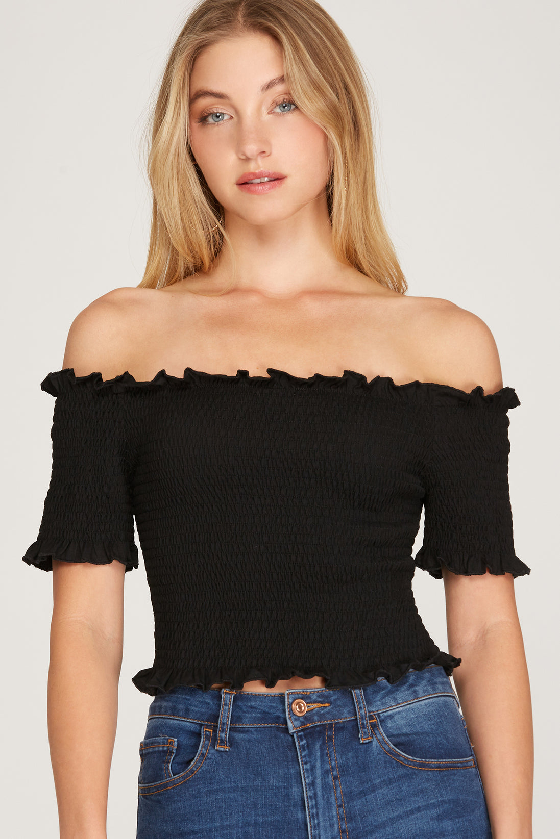 Off Shoulder Smocked Top