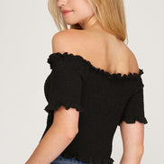 Off Shoulder Smocked Top