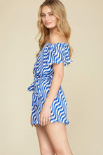Load image into Gallery viewer, Plisse Off Shoulder Romper (Royal Blue)
