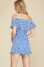 Load image into Gallery viewer, Plisse Off Shoulder Romper (Royal Blue)

