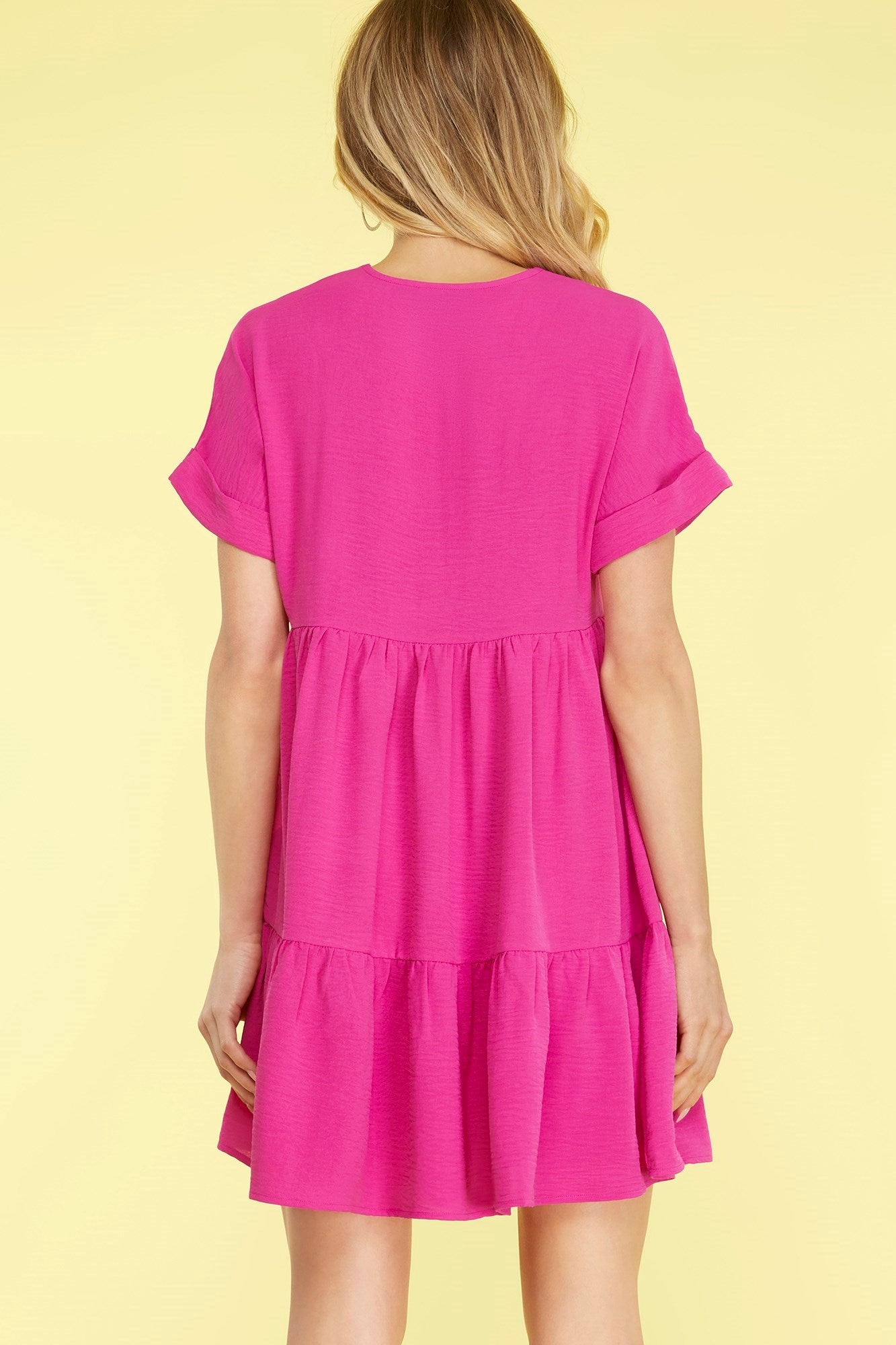 Drop Shoulder Sleeve V-Neck Dress