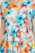 Load image into Gallery viewer, Drop Shoulder Floral Tunic Top (Aqua/Orange)
