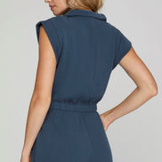 Pocketed Zip Up Romper