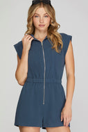 Pocketed Zip Up Romper