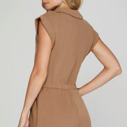Pocketed Zip Up Romper
