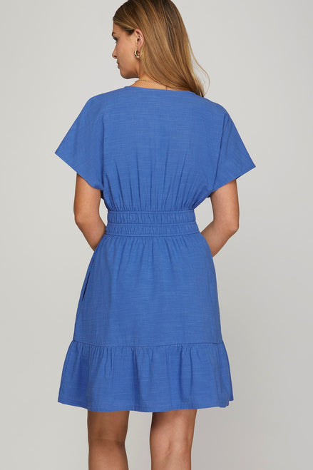 Tiered Dress w/Pockets (Royal Blue)