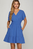 Tiered Dress w/Pockets (Royal Blue)