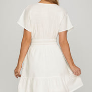 Tiered Dress w/Pockets (Off White)