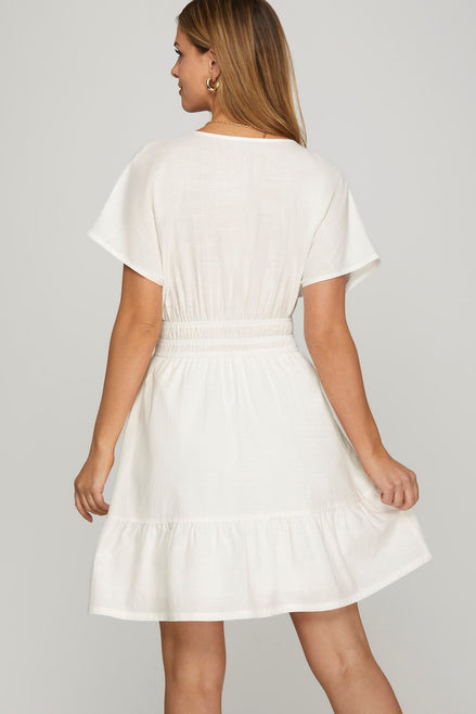 Tiered Dress w/Pockets (Off White)