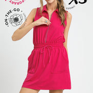Luxeknit Mini Dress w/Drawstring Tie (Hot Pink)