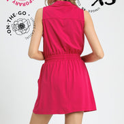 Luxeknit Mini Dress w/Drawstring Tie (Hot Pink)