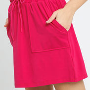 Luxeknit Mini Dress w/Drawstring Tie (Hot Pink)