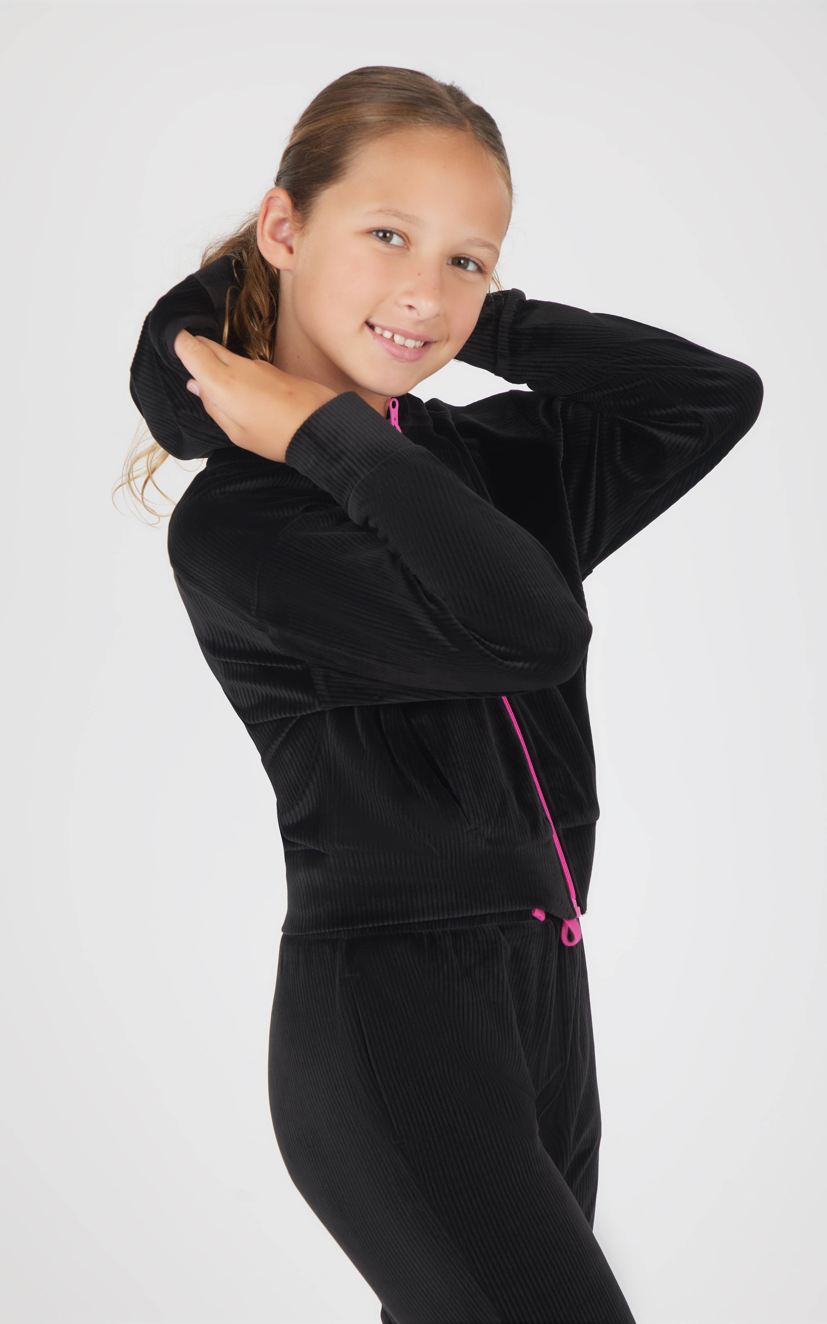 Girls Rib Velour Zip Jacket and Jogger - 2 Piece Set