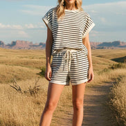STRIPED TERRY TOP ONLY (Shorts Sold Separately)
