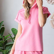 Scuba Short Sleeve Hoodie Top