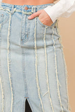 Load image into Gallery viewer, Distressed Seam Slit at Front Maxi Denim Skirt
