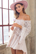 Load image into Gallery viewer, Off the Shoulder Lace Bell Sleeve Tunic Top
