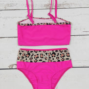 KIDS Cheetah Two Piece Girls Summer Swim Set