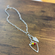Two Charm Arrowhead Chain Link Necklace- Silver or Gold