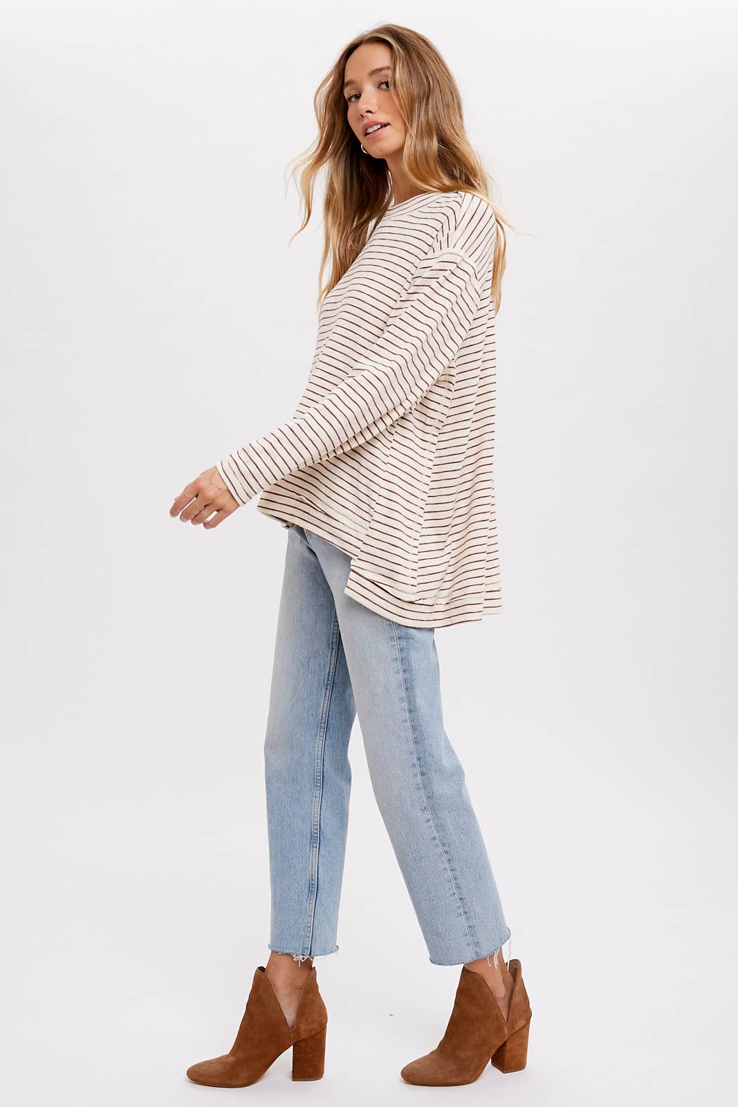 CREWNECK  SLOUCHY STRIPE TOP