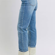 JUDY BLUE High Waisted Shearling Cuff Straight