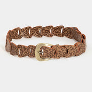 Abstract Faux Leather Chain Belt
