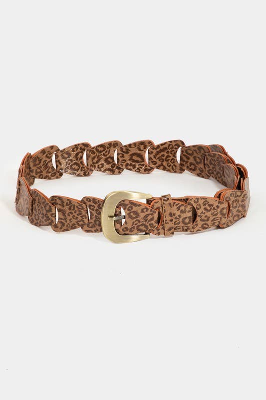 Abstract Faux Leather Chain Belt
