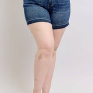 JUDY BLUE High Waisted Tummy Control Destroy Release Hem Shorts - PLUS