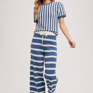 STRIPED KNIT SWEATER TOP AND BOTTOM SETS