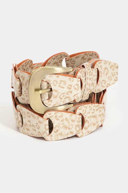 Abstract Faux Leather Chain Belt