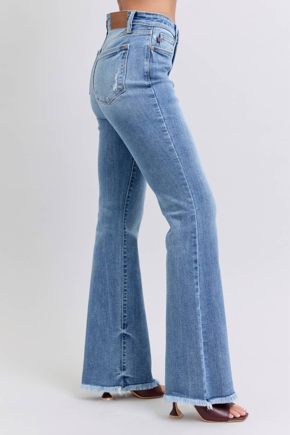 JUDY BLUE High Waisted Bootcut with Fray Hem