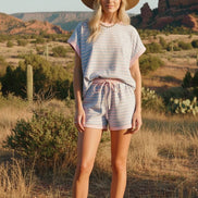 STRIPED TERRY TOP ONLY (Shorts Sold Separately)