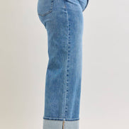 JUDY BLUE Mid Rise Straight w/ Fold over WB - PLUS