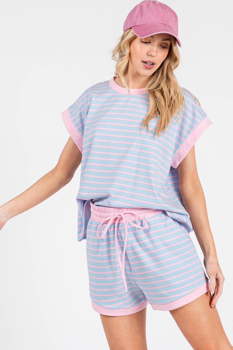 STRIPED TERRY TOP ONLY (Shorts Sold Separately)