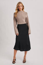 Load image into Gallery viewer, MOCK NECK OPEN BACK RIBBED KNIT TIE SWEATER TOP
