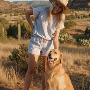 STRIPED TERRY TOP ONLY (Shorts Sold Separately)