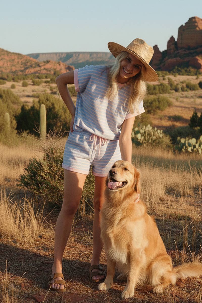 STRIPED TERRY TOP ONLY (Shorts Sold Separately)