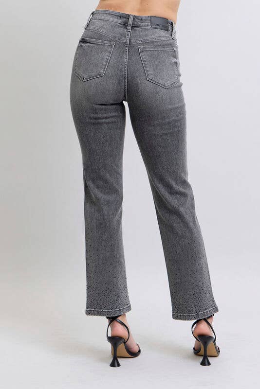 JUDY BLUE High Rise Rhinestone Straight