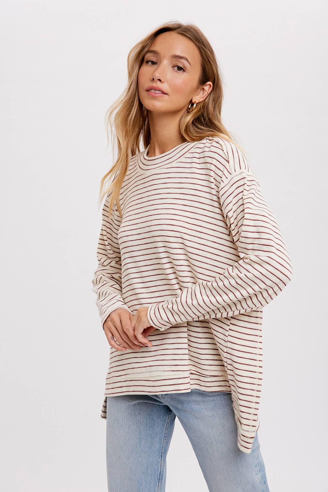 CREWNECK  SLOUCHY STRIPE TOP
