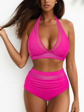 Load image into Gallery viewer, Mesh Splicing High Waisted Bikini Two-piece Swimsuit
