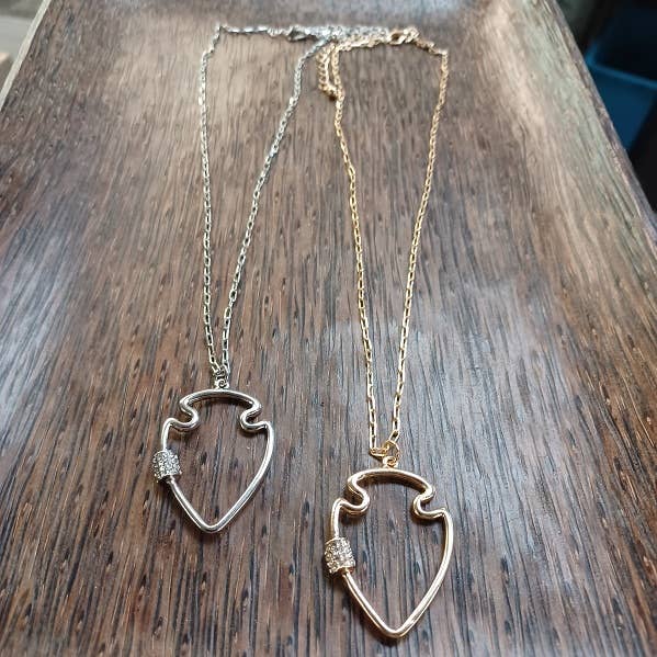 Large Bling Arrowhead Necklace Silver OR Gold