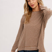 CREWNECK  SLOUCHY STRIPE TOP